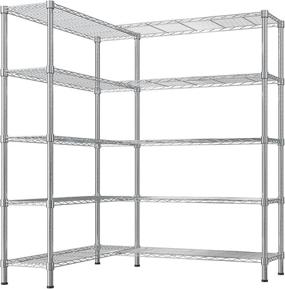 VINGLI 5 Tier Storage Shelves 1430LBS Heavy Duty Metal Shelving, Upgraded 58" W Garage Shelving Unit, Adjustable Wire Shelf for Storage Rack Commercial Pantry Shelf Organizer, 58" W × 13.8" D × 71" H