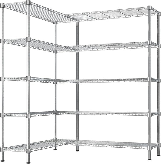 VINGLI 5 Tier Storage Shelves 1430LBS Heavy Duty Metal Shelving, Upgraded 58" W Garage Shelving Unit, Adjustable Wire Shelf for Storage Rack Commercial Pantry Shelf Organizer, 58" W × 13.8" D × 71" H