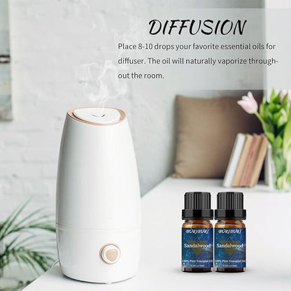 Sandalwood Essential Oil 2Pack for Massage, Diffuser, Humidifier - 100% Pure Sandalwood Oil 10ml