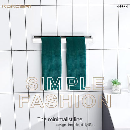 KOKOSIRI Towel Holder Chrome Bath Towel Bar Rack 16-Inch Kitchen Holder Polished Stainless Steel for Bathroom Hardware Wall Mounted, 1 Pack B4008CH-L16
