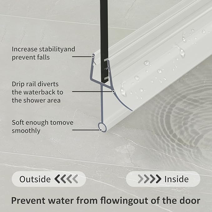 Frameless Shower Door Bottom Seal, 2 Pcs Shower Door Sweep, Shower Door Seal Strip for 5/16" Glass, Stop Shower Leaks and Create a Water Barrier 31.5" Long Sweep