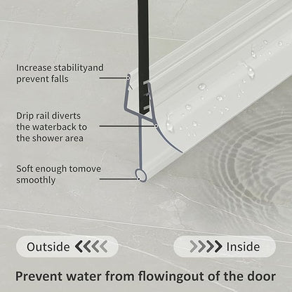 Frameless Shower Door Bottom Seal, 2 Pcs Shower Door Sweep, Shower Door Seal Strip for 5/16" Glass, Stop Shower Leaks and Create a Water Barrier 31.5" Long Sweep