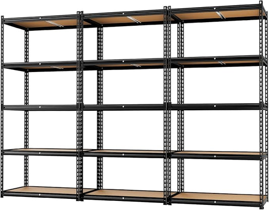 LEVELEVE 5-Tier Heavy Duty Storage Shelving Unit, 2000 lbs Capacity, Adjustable Metal Utility Shelf, 48" L x 18" W x 73" H for Garage, Kitchen, Pantry, Basement, Bathroom, Laundry,3 Pack