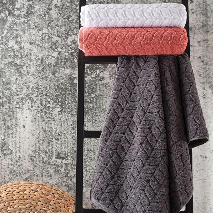 BAGNO MILANO Turkish Cotton Ultra-Soft Plush Absorbent Quick Dry Bathroom Towel Set, Made in Turkey (Cream, 2 pcs Bath Towel Set)