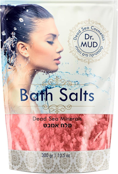 Natural Dead Sea Salt 100% Mineral-Rich Bath Soak, More Minerals Than Epsom Salt, Deep Relaxation, Detox, Exfoliates & Softens Skin, Helps Psoriasis, Eczema (10.5 oz, Rose)