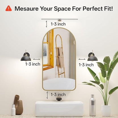 Arched Bathroom Medicine Cabinet with Mirror, No Assembly Needed, Recessed or Surface Mount Wall Storage Cabinet, Mirror Cabinet with Tissue Slot & 2X Magnifying Mirror (Gold, 29.5"L x 15.7"W)