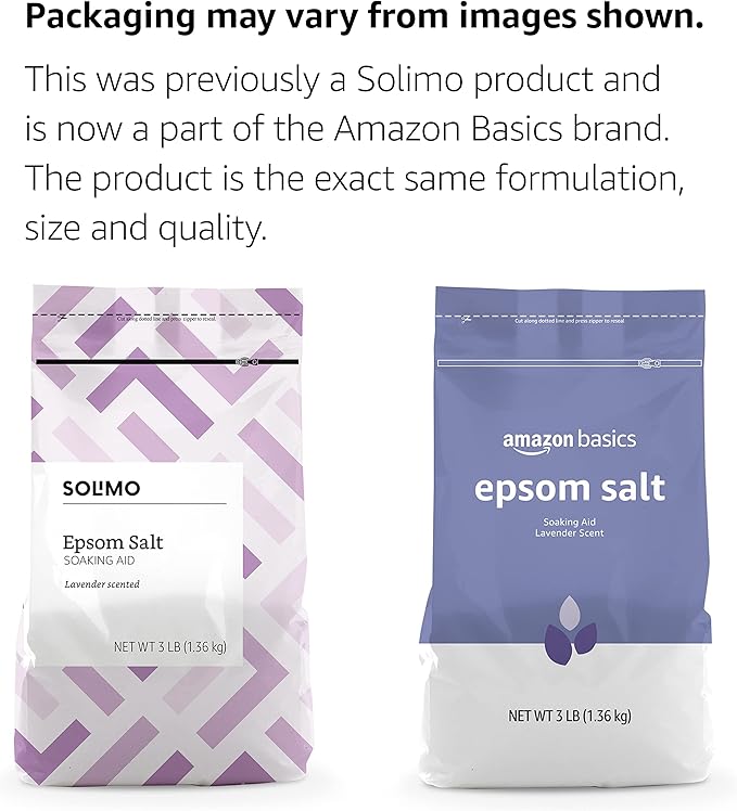 Amazon Basics Epsom Salt, Lavender Scented, 3 Pound, 2-Pack | Soaking Aid | Previously Solimo