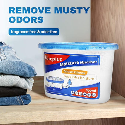 Vacplus Moisture Absorbers, 10.5 Oz Humidity Absorber Boxes Attracts Extra Moisture from Your Bathroom, Closet, Kitchen & Study, Dehumidifier, Odor Eliminator for Closet (Fragrance Free), 12 Packs