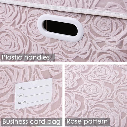 PRANDOM Jumbo Collapsible Storage Cubes with Lids Fabric Decorative Storage Bins Boxes Organizer Baskets with Cover Handles for Bedroom Closet Living Room 23.2x15.7x11.8 Inch 3 Pack