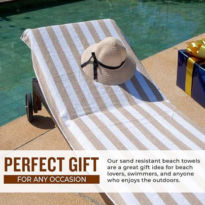Personalized Passion Beach Towels for Adults - Custom Pool Towels with Name - Highly Absorbent Cotton - Striped Design for Women & Men - Large 70x30 Bath Sheet for Hotel, Swim & Camping - Beige