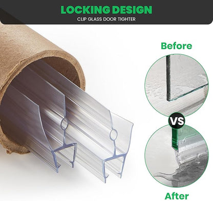 Bathroom Shower Door Seal Strip, 2PCS 36 Inch Shower Door Bottom Seal Strips, PVC Transparent Shower Door Seal Strip for 3/8"(10MM) Frameless Shower Door