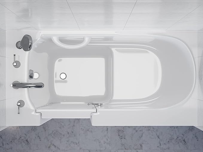 ANZZI Walk In Tub 53'' x 26'' Left Drain Soaking in White, Indulge in Ultimate Luxury, Comfort, and Safety with ANZZI Walk-in Tubs | Quick Fill, Therapeutic Soaking Tub