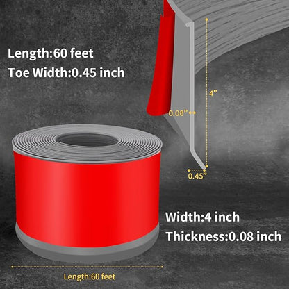 Flexible Baseboard Molding Trim 4 Inch Self-Adhesive Vinyl Wall Base Peel and Stick Cove Base Rubber Wall Baseboard Moulding Trim (60Ft, Light Gray Wood Grain)