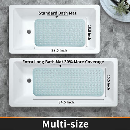 Yimobra Non Slip Bath Mat, Super Strong Suction Cups,34.5"x15.5"Long Tub Mat with Drain Holes, Machine Washable Fast Draining Shower Mats, Bathroom Essentials,Mint Green