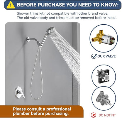 Shower Faucet Set with 7 Functions Handheld Shower Head Filter Shower Combo Set Shower System Shower Trim Kit Chrome Polished
