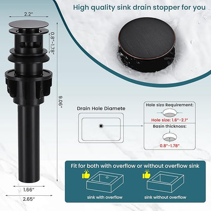 Bathroom Faucets Oil Rubbed Bronze Waterfall Bathroom Sink Faucet Modern Single Handle Bathroom Faucet for 1 or 3 Hole Mxier Tap Washbasin Faucet with Deck, Pop-up Drain and Supply Hoses