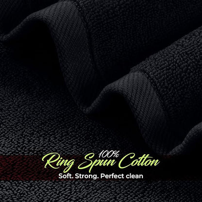 RIVERSIDE 12 Pack Washcloths - 12x12 Inches, 400 GSM, 100% Ring-Spun Cotton - Soft, Absorbent & Durable Face and Body Towels - for Bathroom, Spa, Gym, Makeup Removal & Everyday Use - Charcoal