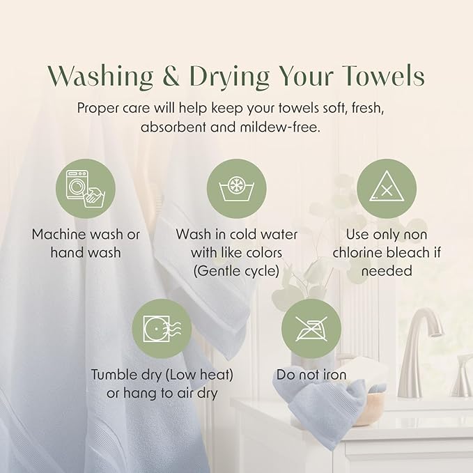 Springtree Home Luxury Bamboo Rayon Bath Towel Set of 4 | 35% Bamboo Rayon - 65% Cotton | Absorbent Quick-Dry Towels for Bathroom | Oeko-TEX Standard 100 Cotton | Mediterranean Blue