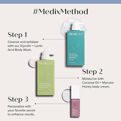 Medix 5.5 Argan Oil + Coconut Oil Skin Care Set Moisturizer Cream Body & Face Lotion | Firming Body Lotion Set Reduces Look Of Wrinkles, Cellulite, Dry Skin, & Uneven Skin Tone For Women, 2PC Bundle