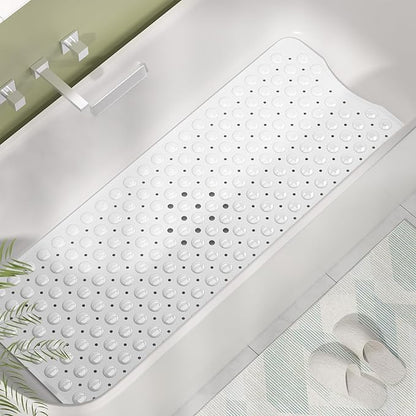 AmazerBath Shower Mat Non Slip 40 x 16 Inches, Shower Stall Mats with Suction Cups and Drain Holes, Non Slip Bath Mat for Tub for Elderly & Kids, White