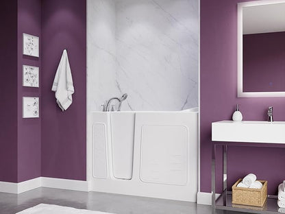 ANZZI Walk In Tub 53'' x 26'' with Quick Fill Faucet, 60" Shower Head, Easy Entry, Watertight Seal, Head Pillow, Slip-Resistant, ADA Seating, White Gelcoat, Safety Grab Bar - AMZ2653LWS-CP