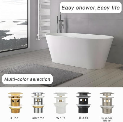 Tub Stopper Bathtub Drain, Brass Pop-up Freestanding Bathtub Drain Stopper, Fits Most Freestanding Tub Rough- in Kits (White)