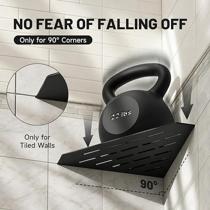 Corner Shower Shelves 10" 2 Pcs, 304 Stainless Steel Shower Corner Shelf Wall Mount Triangle Shower Caddy for Bathroom, Kitchen Organization, Matte Black