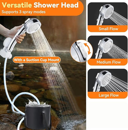 Portable Camping Shower, 7800mAh Rechargeable Outdoor Shower Kit with Heater, Intelligent LED Display, IPX8 Waterproof, Ideal for Outdoor Camping, Travel, Car Washing, Pet Bathing