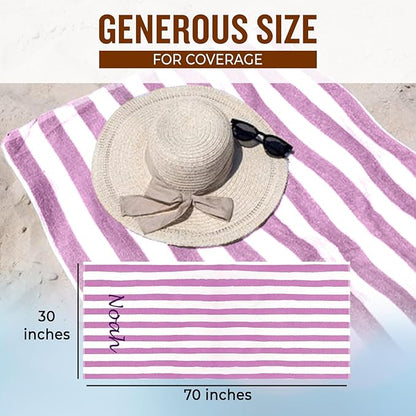 Personalized Passion Beach Towels for Adults - Custom Pool Towels with Name - Highly Absorbent Cotton - Striped Design for Women & Men - Large 70x30 Bath Sheet for Hotel, Swim & Camping - Lavender