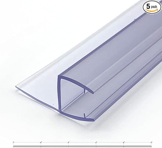 Side Seal Strip for Shower Door Sweep Stop Shower Leaking, 5-Pack*15.7inch Frameless Glass Seal Strip for 5/16″ Glass,Total Length 78.75″, 5 Section Segmented Installation(15.7inch*5)