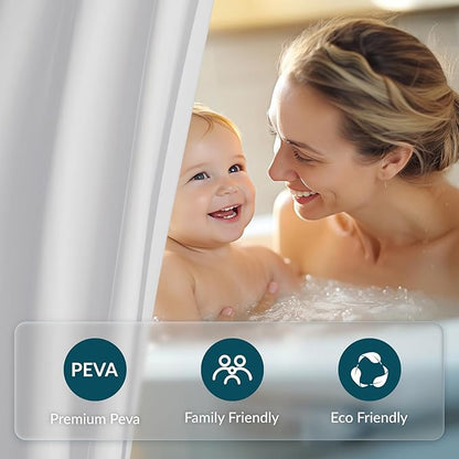 Titanker White Shower Curtain Liner 72 x 84 Extra Long Shower Liner Plastic Washable Shower Curtain Liner PEVA Shower Curtains for Bathroom with Magnets and Rustproof Metal Grommet Holes