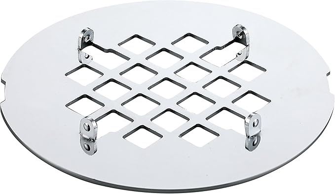 4-1/4 inches Snap-On Round Shower Drain Cover, Stainless Steel (Chrome)