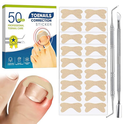 Ingrown Toenail Treatment, 50Pcs Breathable Ingrown Toenail Corrector Patches with Nail File & Lifter, Professional-Grade Treatment for Fast Results