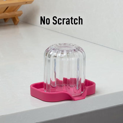 Zulay Kitchen Small Silicone Sponge Holder (4.9x3.3”) – Space-Saving Sink Organizer Tray for Sponge, Soap, Brush & More – Compact Non-Slip Dish for Kitchen & Bathroom (Honeysuckle)
