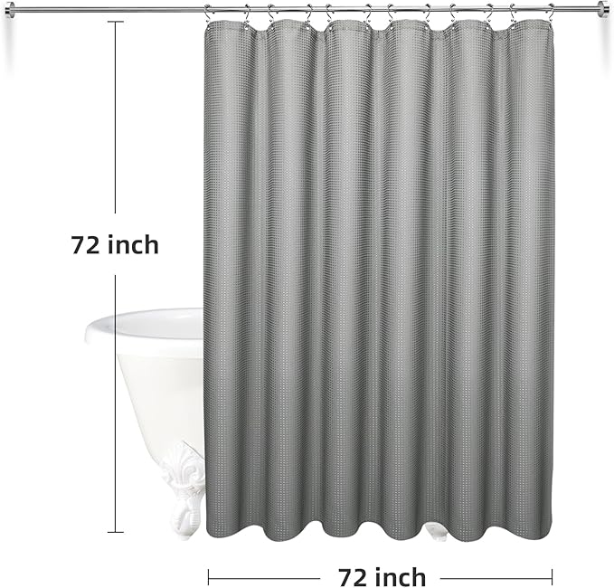 LaCyan 3 in 1 Waterproof Waffle Weave Shower Curtain and Clear Liner Set with 12 Stainless Steel Hooks Double Sided for Bathroom 72 Inches Heavy Duty Polyester Fabric Shower Curtains 72x72