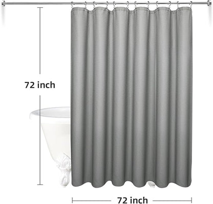 LaCyan 3 in 1 Waterproof Waffle Weave Shower Curtain and Clear Liner Set with 12 Stainless Steel Hooks Double Sided for Bathroom 72 Inches Heavy Duty Polyester Fabric Shower Curtains 72x72