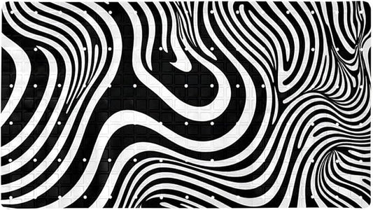 Bath Tub and Shower Mats, Non Slip Bathmat with Drain Holes and Suction Cups for Bathroom Floor, 15.1 x 26.8 Inch (Art Abstract Black and White Lines Pattern)