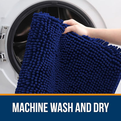 OLANLY Bathroom Rugs 24x16, Extra Soft Absorbent Chenille Bath Rugs, Rubber Backing Quick Dry, Machine Washable Bath Mats for Bathroom Floor, Tub and Shower, Home Decor Accessories, Navy