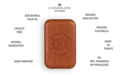 La Chatelaine Soap Supply Tin Gift Set |Unisex, Men, Women| Plant-based shea butter bar soaps | Made in France | Natural and Organic | Large soap bars | Set of 6, 8.8 oz./250g bars - Gray Mosaic