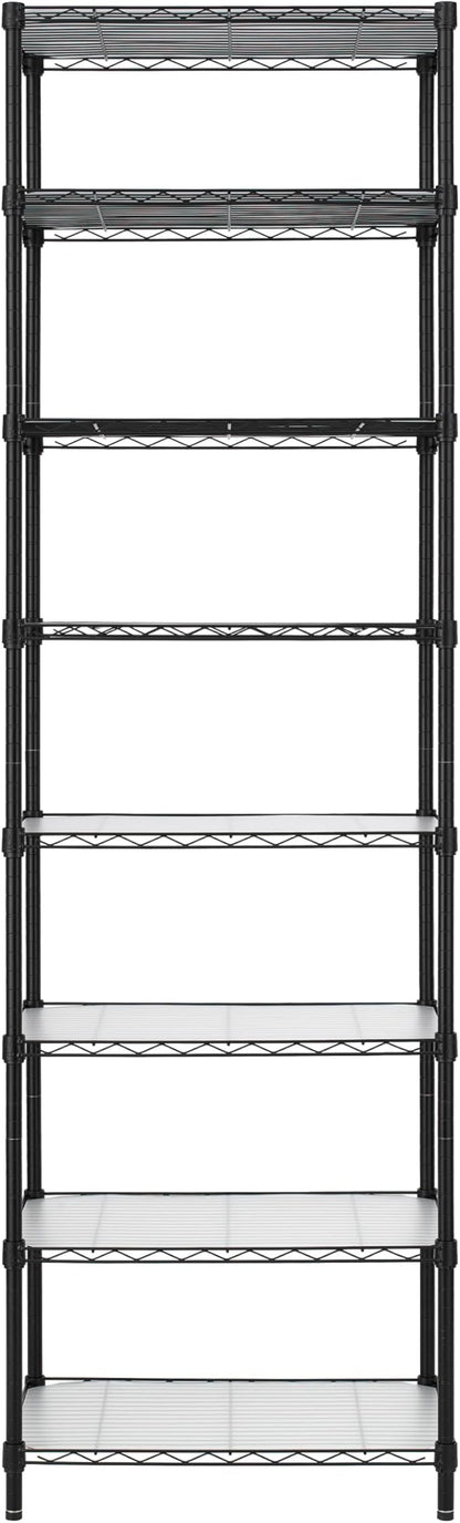 Finnhomy 8-Tier Wire Shelving Unit Adjustable Steel Wire Rack Shelving, 80.7 Inches Height 8 Shelves Metal Storage Rack, Pantry Shelves for Storage with PE mat, NSF Certified, Black