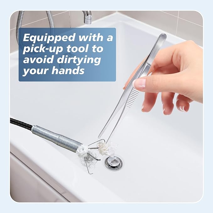 22 '' Flexible Grabber Claw (4 Claws), Drain Snake with Tweezers, Bendable Hose Grabber Reacher Tool, Retractable Drain Clog Remover Tool, Pickup Tool for Bath Tub, Toilet, Kitchen Sink & Sewer