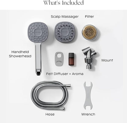 Canopy Handheld Filtered Shower Head & Scalp Massager - High Pressure Shower Head Filter for Hard Water - Reduce Impurities for Healthier Scalp, Skin & Hair - Hair Growth - Chrome