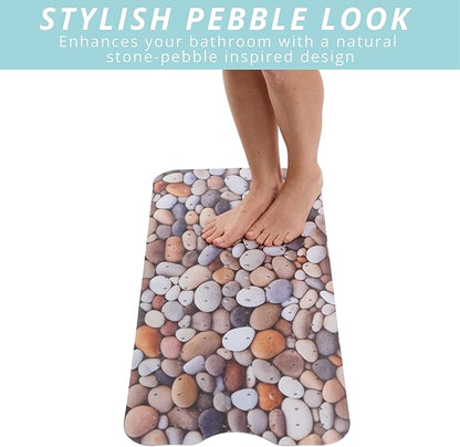 ENKOSI Bath Mat – Large 40 x 16 Inch Non-Slip Bathtub Mat with Suction Cups & Drain Holes – Extra Long Bathroom Shower Mat for Tub with Pebble Design (40x16 Pebble Stone)