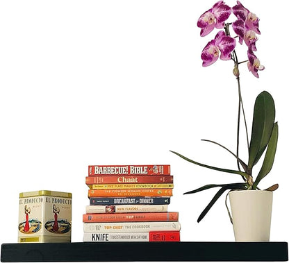 joelsantiques 30 Inch Floating Shelves for Wall - 30x10x2 in - Made of Natural Wood - Easy Install - Heavy Duty Rustic Book Dish Shelves - Perfect for Bathroom |Kitchen, Living Room, Bar - Black