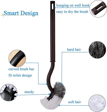 2 Pack Curved Toilet Bowl Brush Without Holder for Bathroom, Compact Toilet Brush Durable Under The Rim Household Deep Cleaning Brushes (Black Toilet Brush Without Holder)