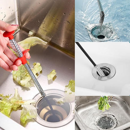 Drain Snake for Hair Clogs, 76 Inch Plumbing Auger Tool with Hook, Sink Snake Drain Clog Remover for Tub Pipes