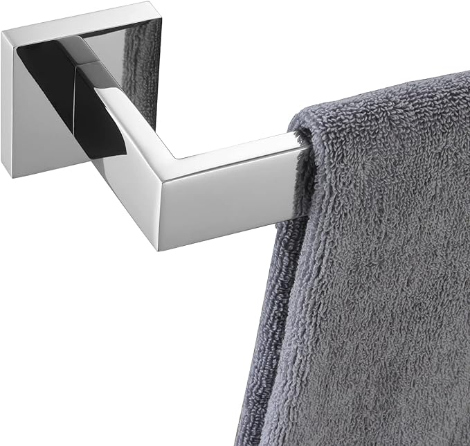 KOKOSIRI 16-Inch Single Towel Bar, Bathroom Kitchen Towel Holder, Wall Mounted SUS304 Stainless Steel Towel Rack, Polished Chrome, B4003CH-L16