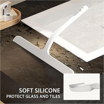 Shower Squeegee for Shower Glass, Bathroom Glass Cleaning Tool with Hook Mount, Squeegee for Glass Doors, Window Cleaning, Tile Shower Walls (White)