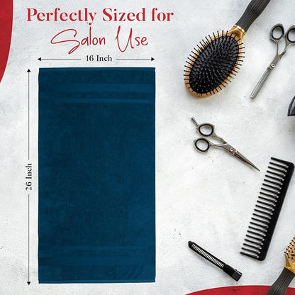 RIVERSIDE Pack of 24 Salon Towels Set – 16 x 26 Inches, 100% Ring Spun Cotton Highly Absorbent and Quick Dry Towels for Salon, Hand, Barber, Gym, Home & Hair Care, Navy