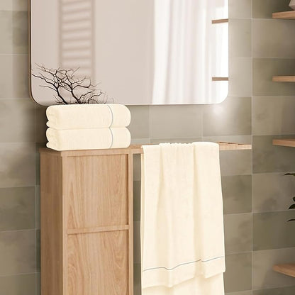 MyOwn Ultra Soft 4 Pack Oversized Bath Towel Set 27x54 inches, 100% Cotton Bath Towels, Highly Absorbant Compact Quickdry & Lightweight Towel, Ideal for Gym Travel Camp Pool - Ivory